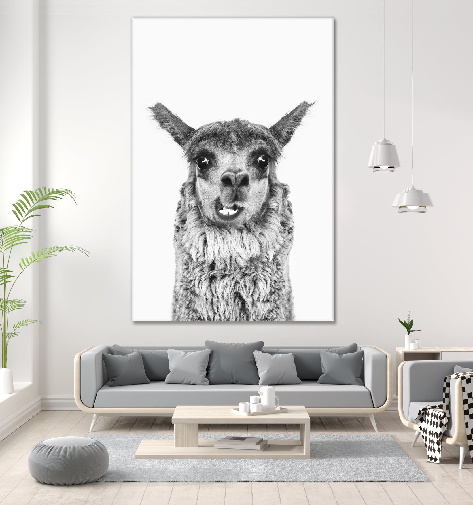 Happy Llama by Kathrin Pienaar on GIANT ART - gray photo manipulation