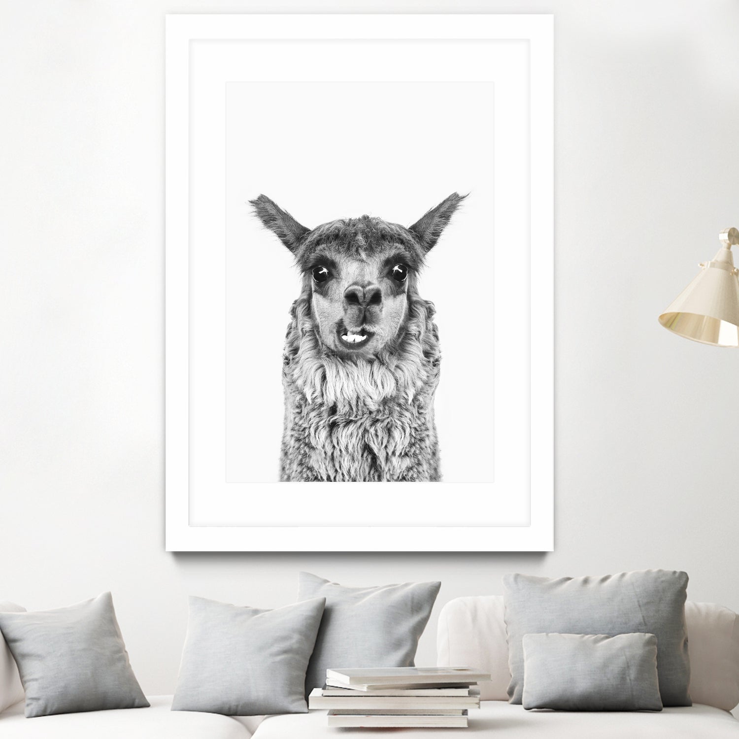 Happy Llama by Kathrin Pienaar on GIANT ART - gray photo manipulation