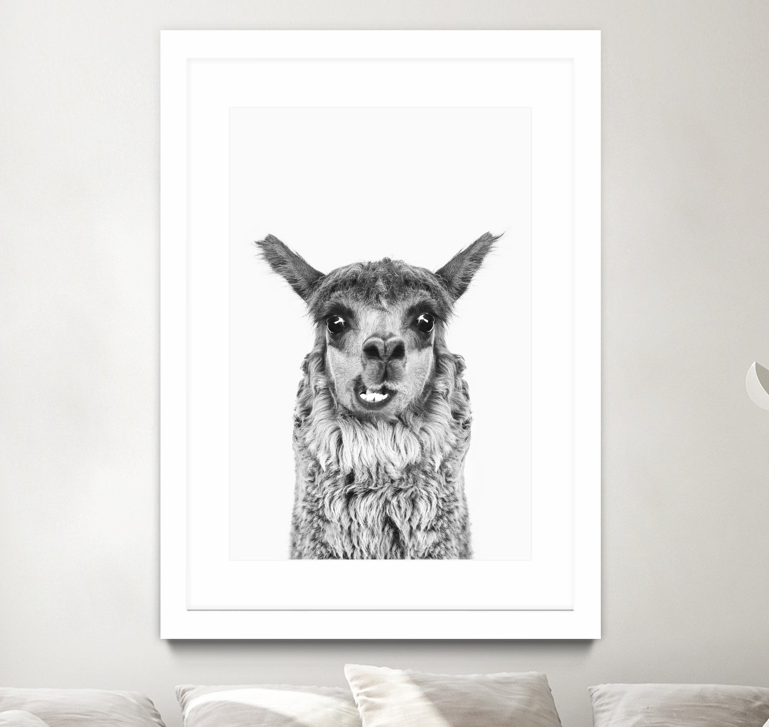 Happy Llama by Kathrin Pienaar on GIANT ART - gray photo manipulation