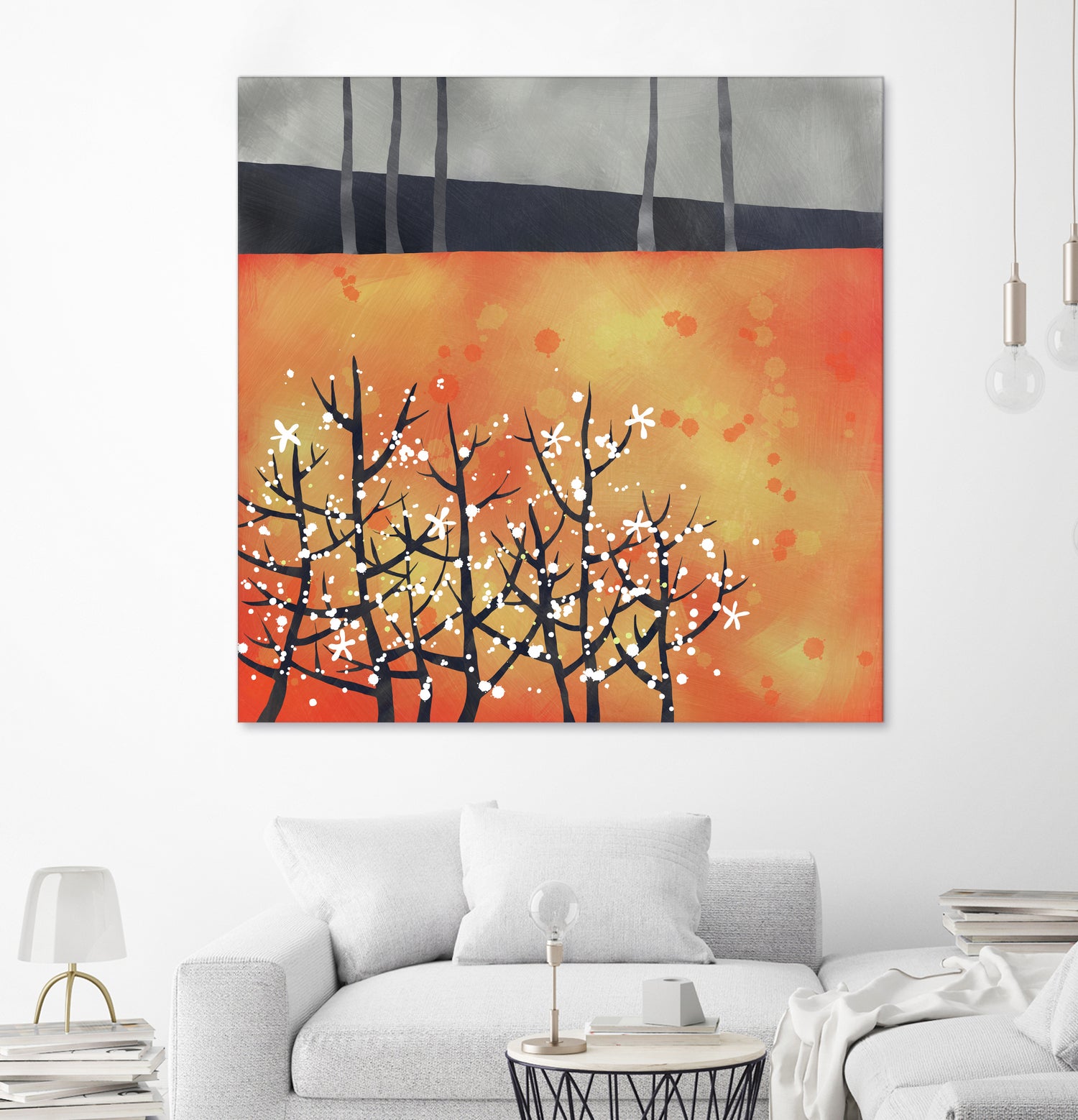 Blackthorn Blossom Landscape by Nic Squirrell on GIANT ART - orange digital painting