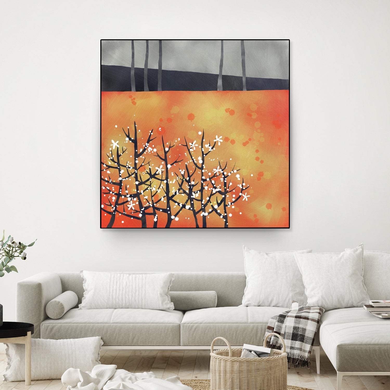 Blackthorn Blossom Landscape by Nic Squirrell on GIANT ART - orange digital painting