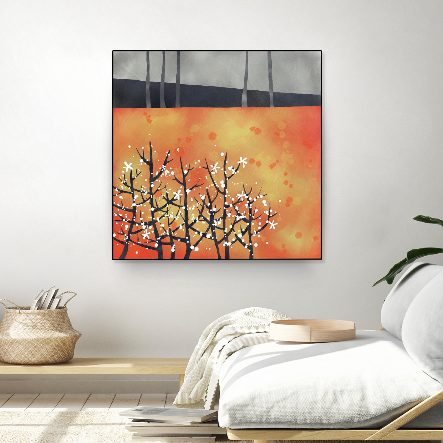 Blackthorn Blossom Landscape by Nic Squirrell on GIANT ART - orange digital painting