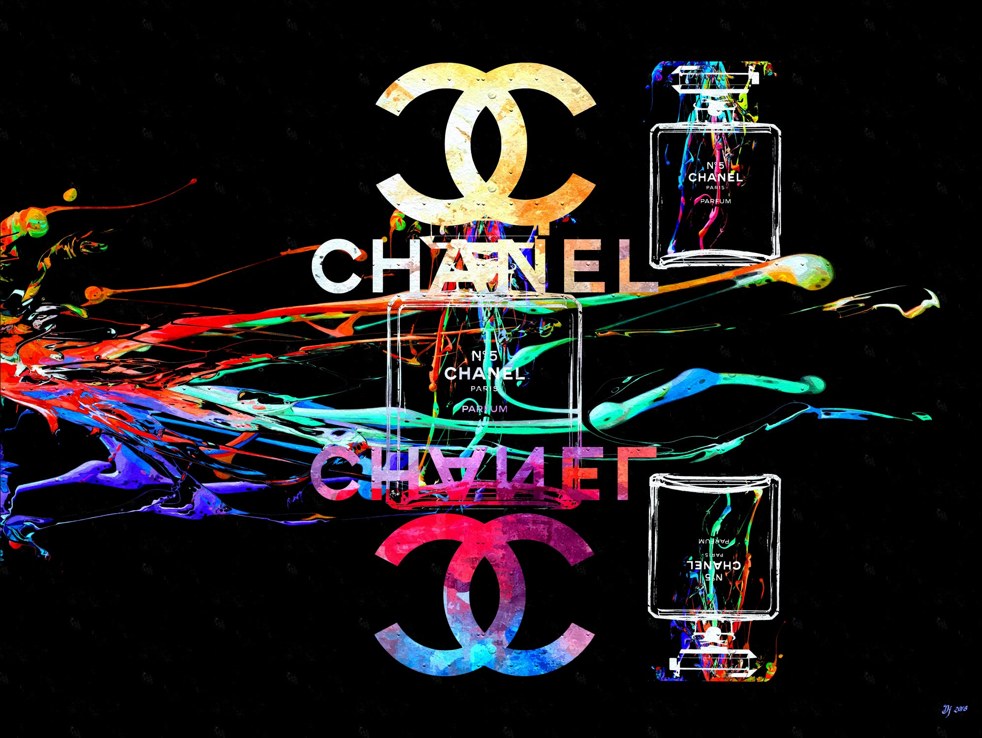 Chanel Perfumes by Daniel Janda on GIANT ART - black mixed media