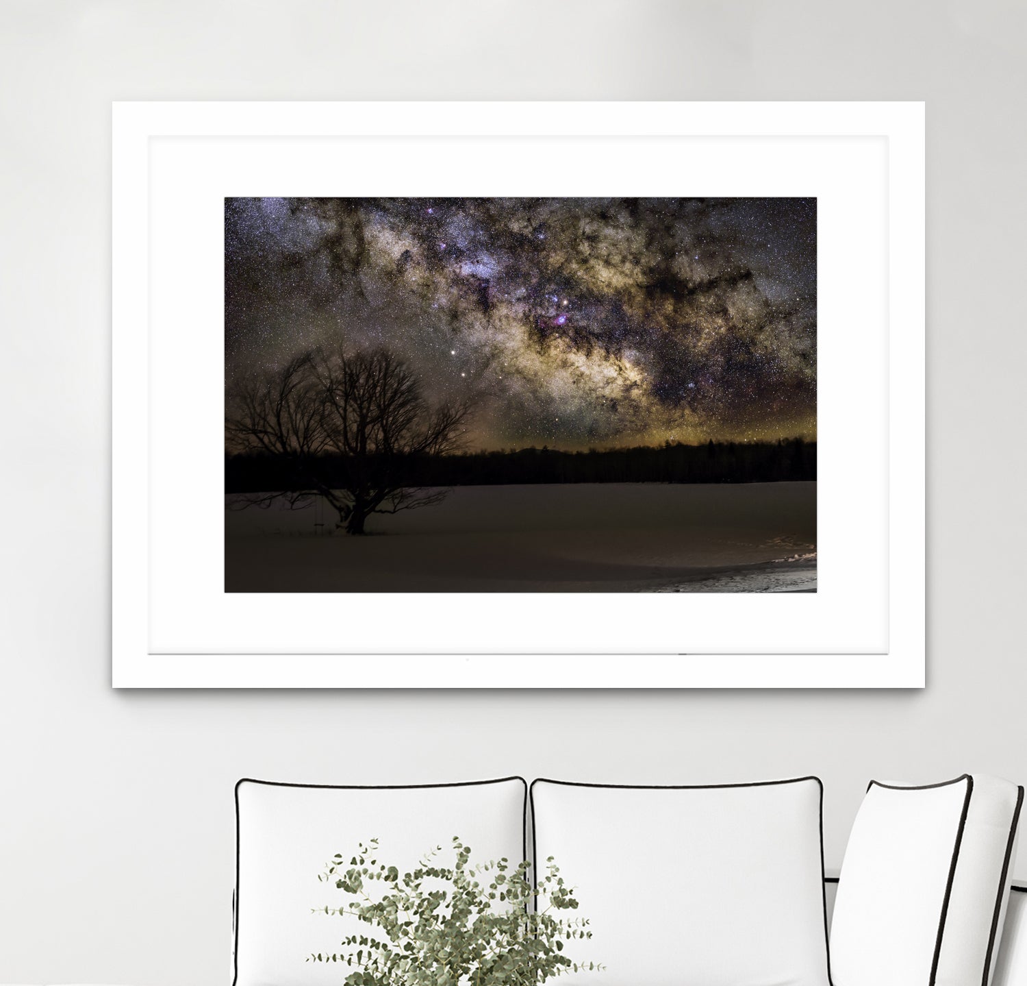 Milky way and Lone Tree by Lorenzo Bustillo on GIANT ART - gray photo illustration