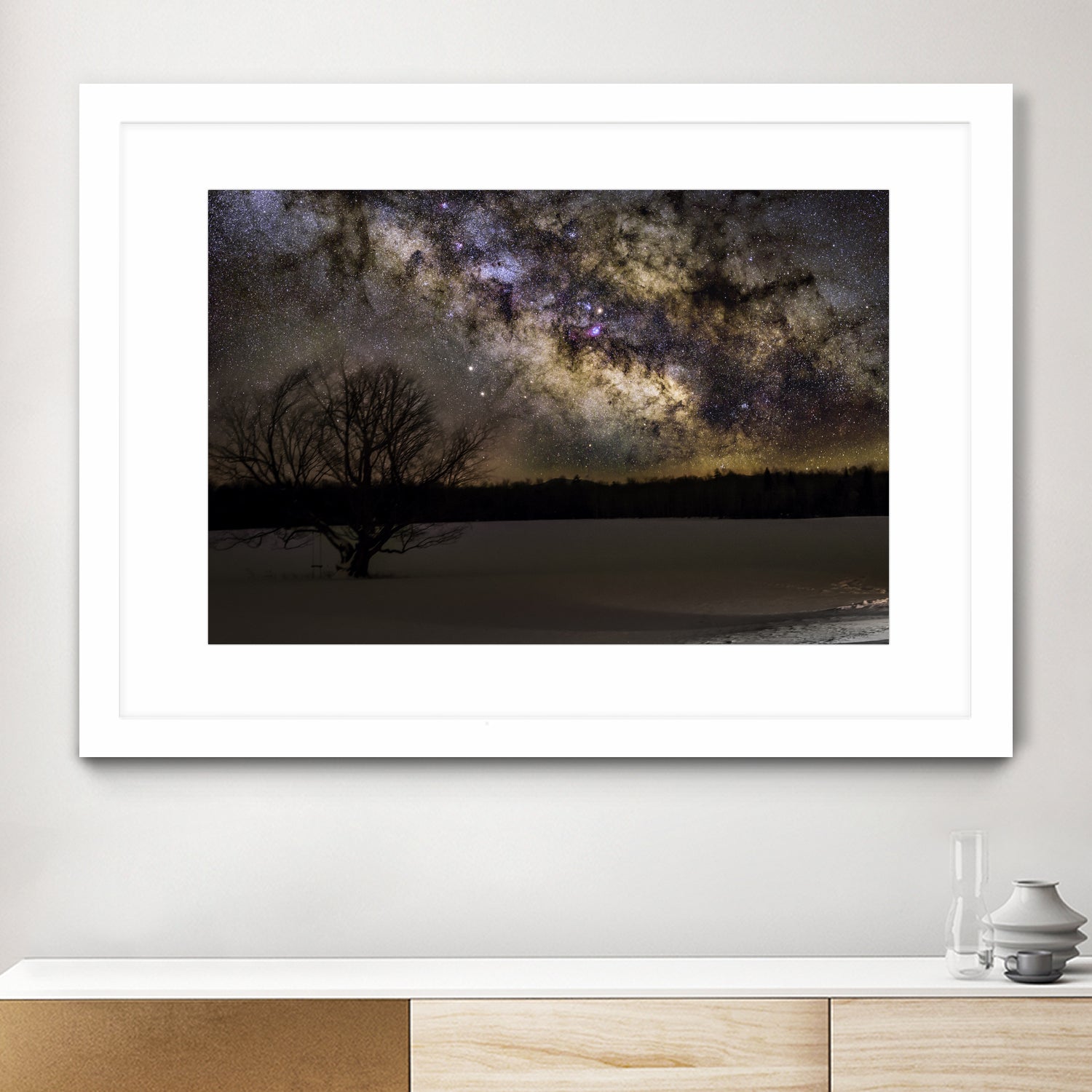 Milky way and Lone Tree by Lorenzo Bustillo on GIANT ART - gray photo illustration