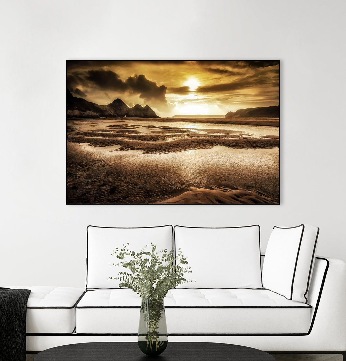 Three Cliffs Bay Gower by Leighton Collins on GIANT ART - pink photo illustration