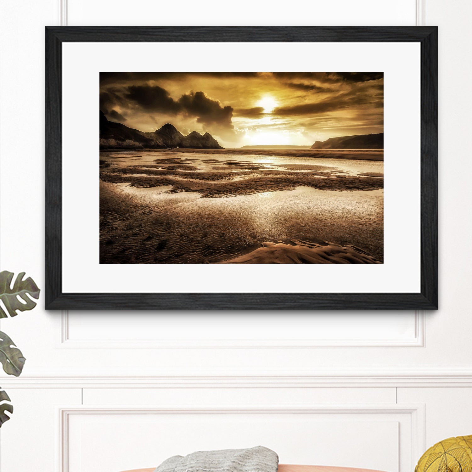 Three Cliffs Bay Gower by Leighton Collins on GIANT ART - pink photo illustration