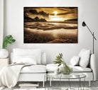 Three Cliffs Bay Gower by Leighton Collins on GIANT ART - pink photo illustration