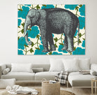 Elephant Floral Aqua by Thomas Fernez on GIANT ART - blue digital drawing