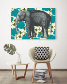 Elephant Floral Aqua by Thomas Fernez on GIANT ART - blue digital drawing