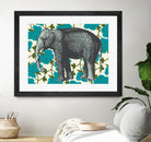 Elephant Floral Aqua by Thomas Fernez on GIANT ART - blue digital drawing