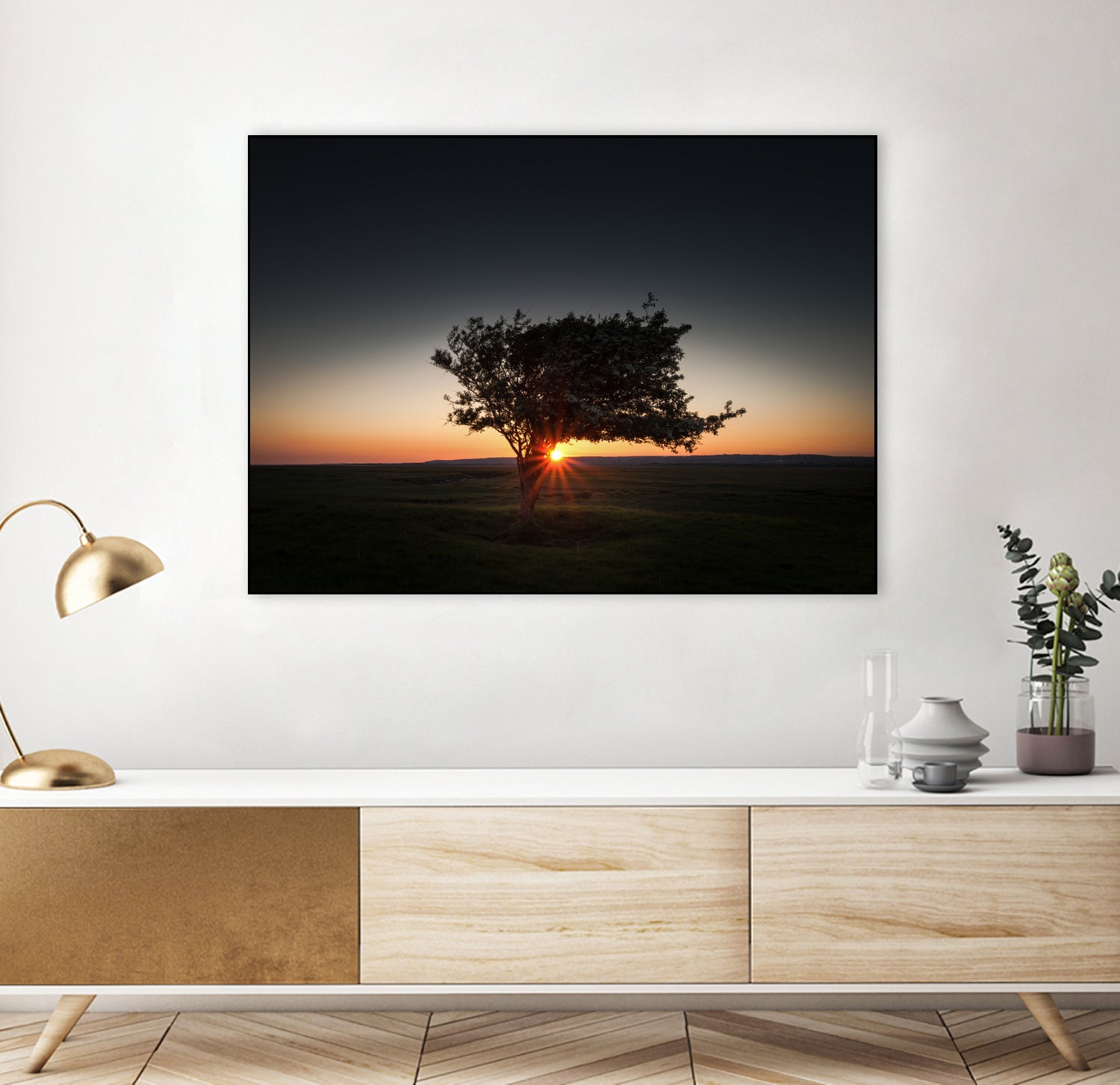 Windswept tree at Penclawdd, Gower by Leighton Collins on GIANT ART - orange photo illustration