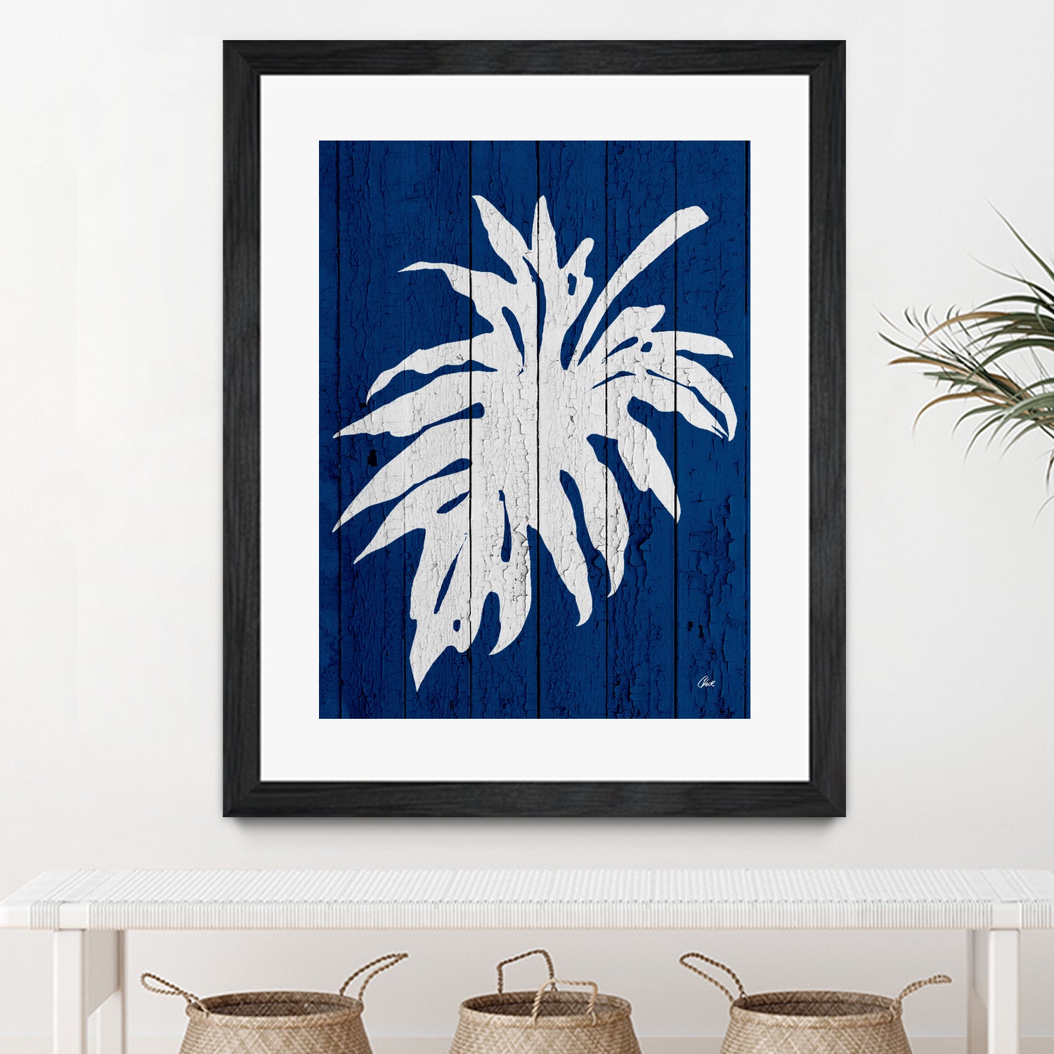 Blue Nature Dark Blue Palm5 by Catia Keck on GIANT ART - blue photo manipulation