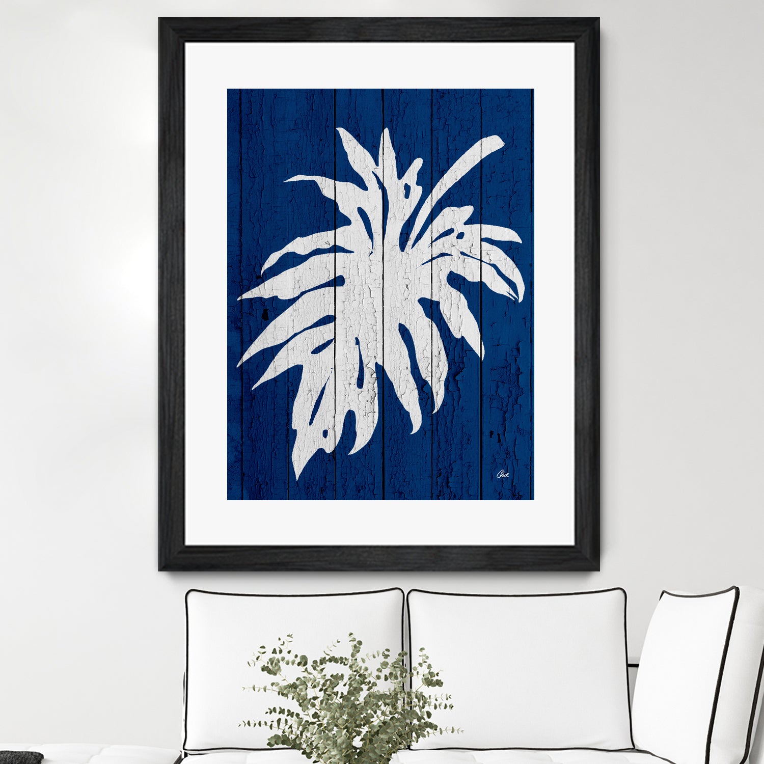 Blue Nature Dark Blue Palm5 by Catia Keck on GIANT ART - blue photo manipulation