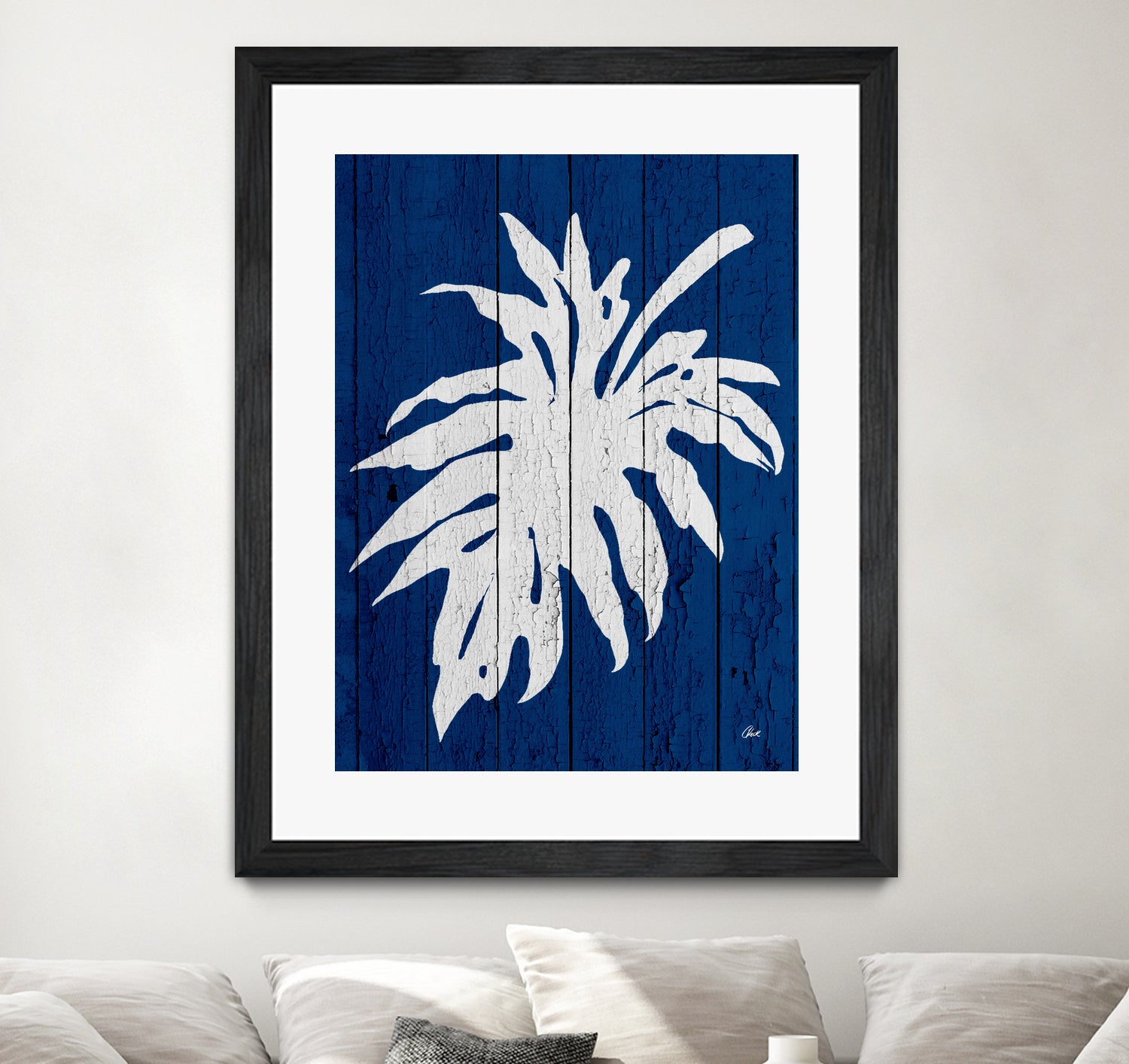 Blue Nature Dark Blue Palm5 by Catia Keck on GIANT ART - blue photo manipulation