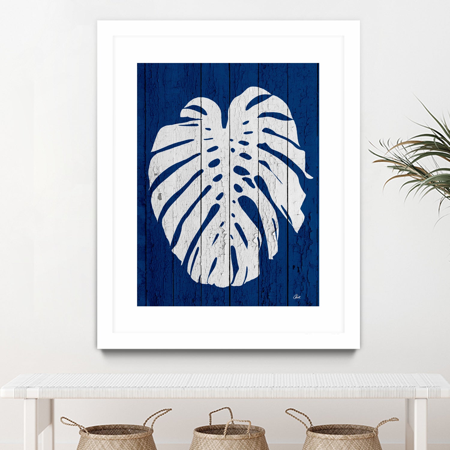 Blue Nature Dark Blue Palm2 by Catia Keck on GIANT ART - blue mixed media