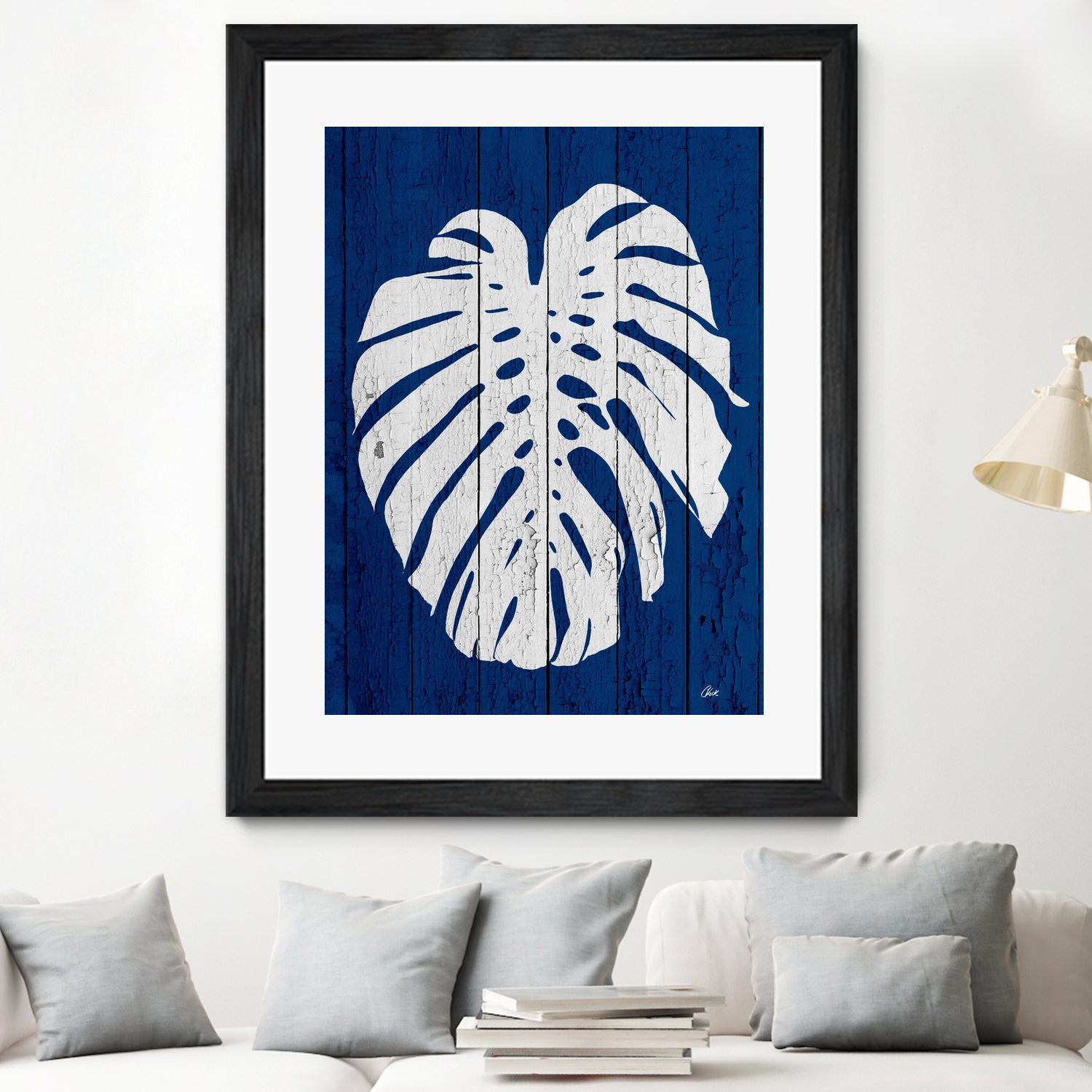 Blue Nature Dark Blue Palm2 by Catia Keck on GIANT ART - blue mixed media