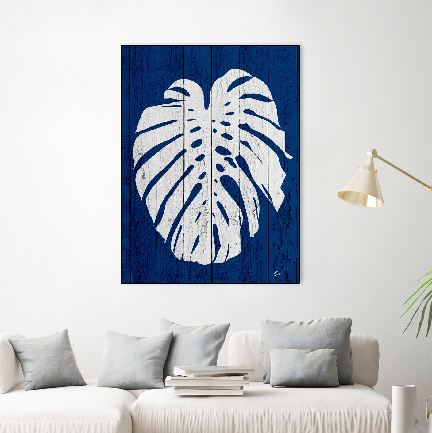 Blue Nature Dark Blue Palm2 by Catia Keck on GIANT ART - blue mixed media