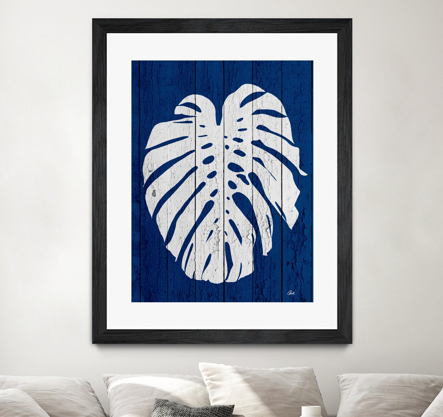 Blue Nature Dark Blue Palm2 by Catia Keck on GIANT ART - blue mixed media