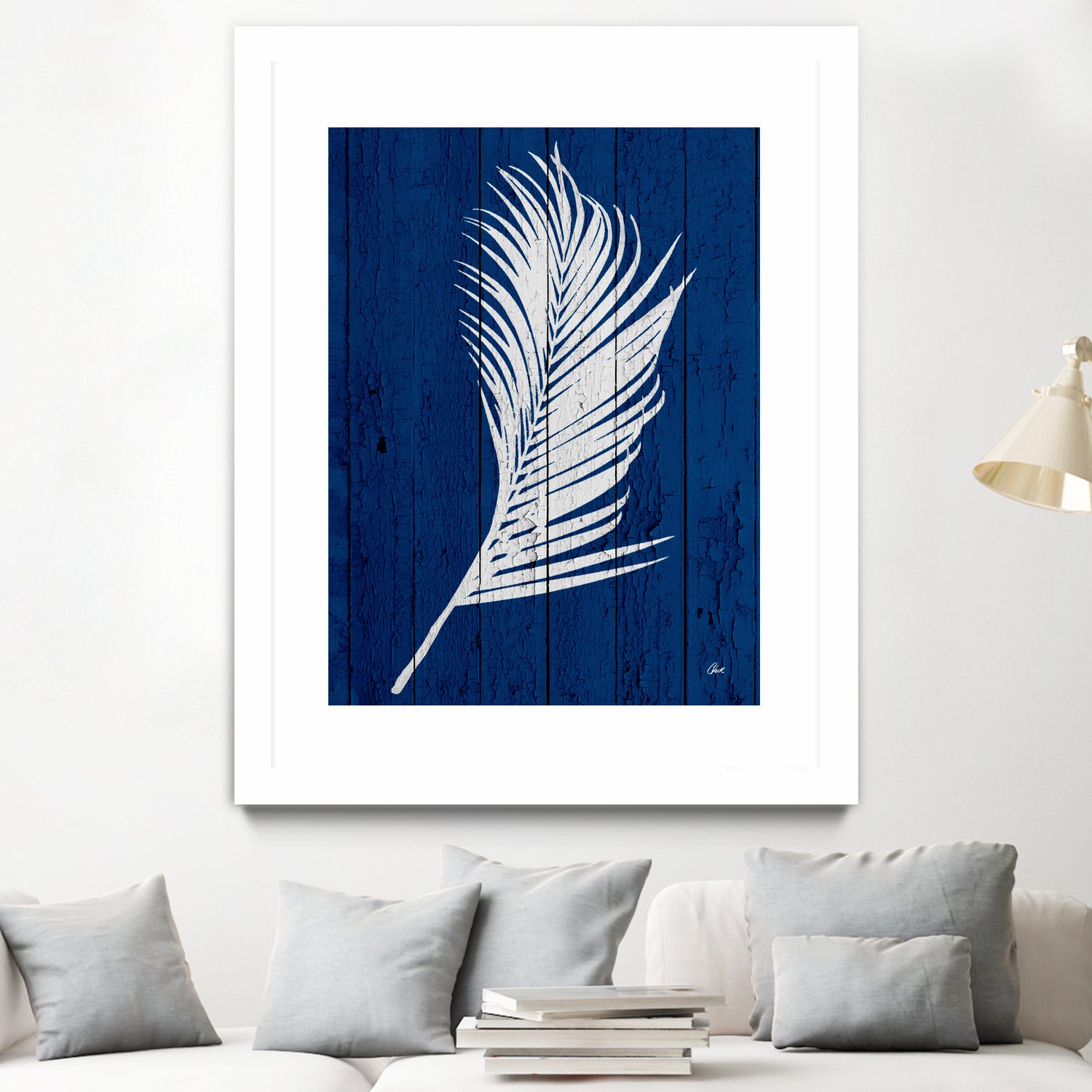 Blue Nature Dark Blue Palm4 by Catia Keck on GIANT ART - blue mixed media