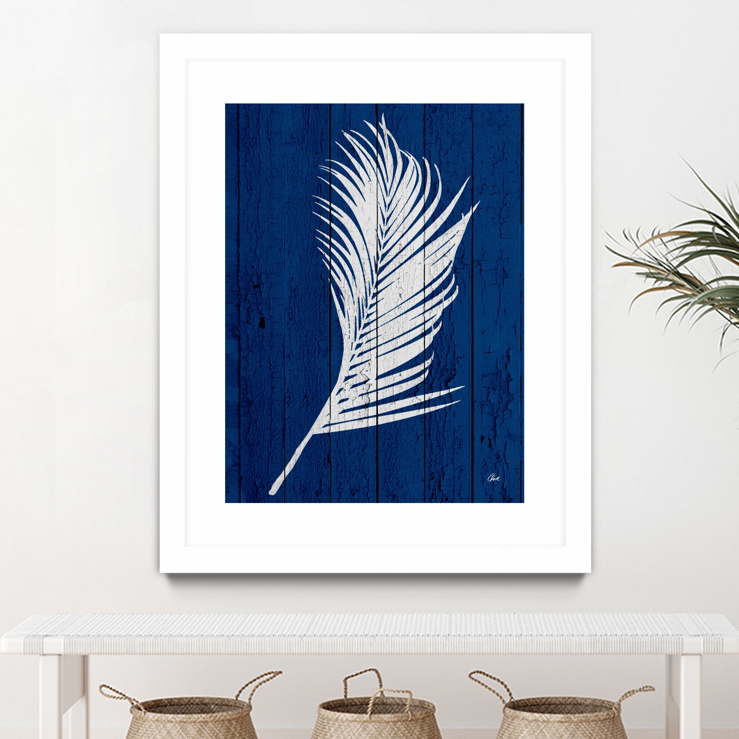 Blue Nature Dark Blue Palm4 by Catia Keck on GIANT ART - blue mixed media