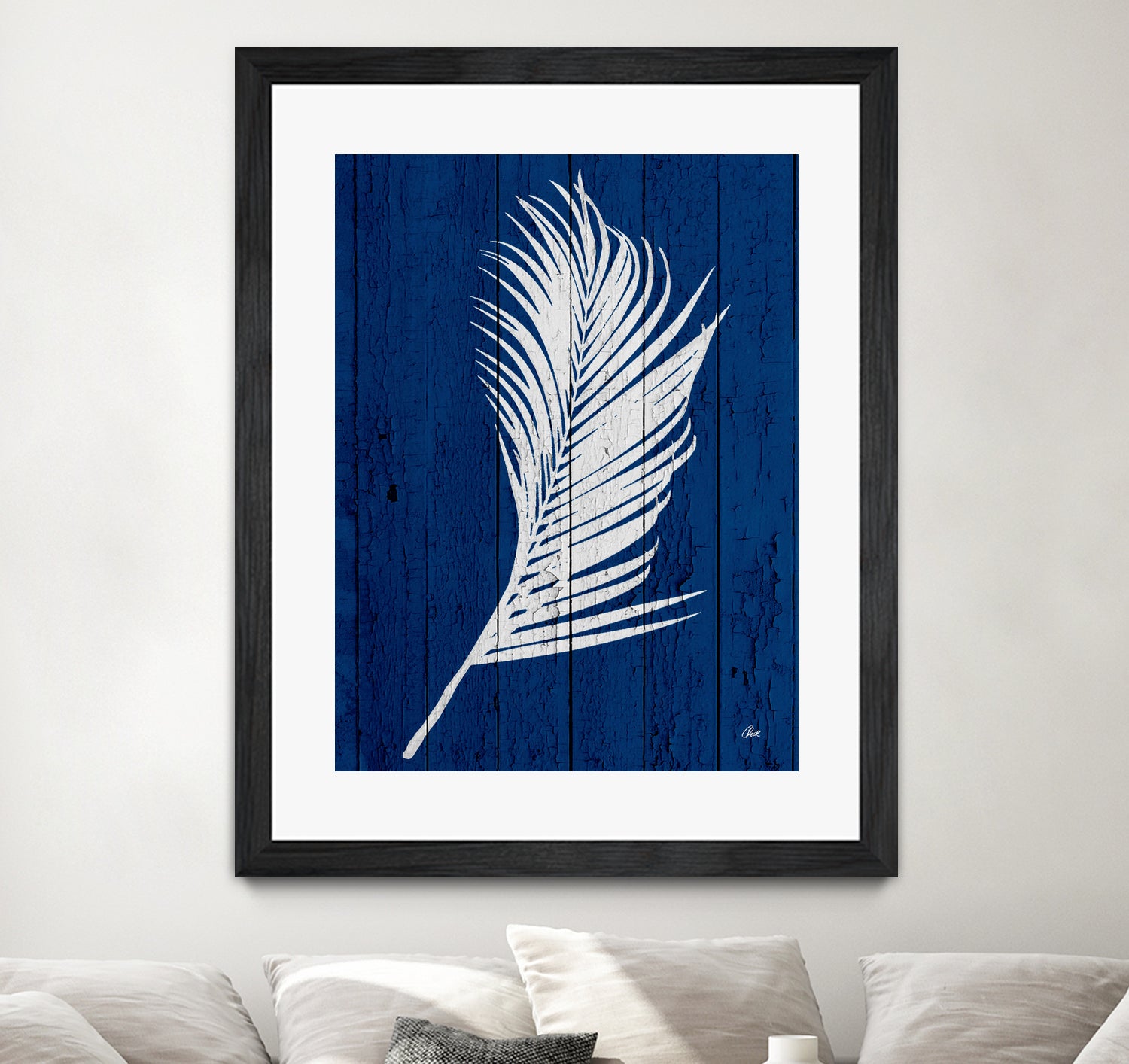 Blue Nature Dark Blue Palm4 by Catia Keck on GIANT ART - blue mixed media