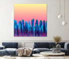 Candy Sunset Blue Cactus Glitch by Brigitte Carre on GIANT ART - blue digital painting