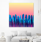 Candy Sunset Blue Cactus Glitch by Brigitte Carre on GIANT ART - blue digital painting