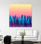 Candy Sunset Blue Cactus Glitch by Brigitte Carre on GIANT ART - blue digital painting