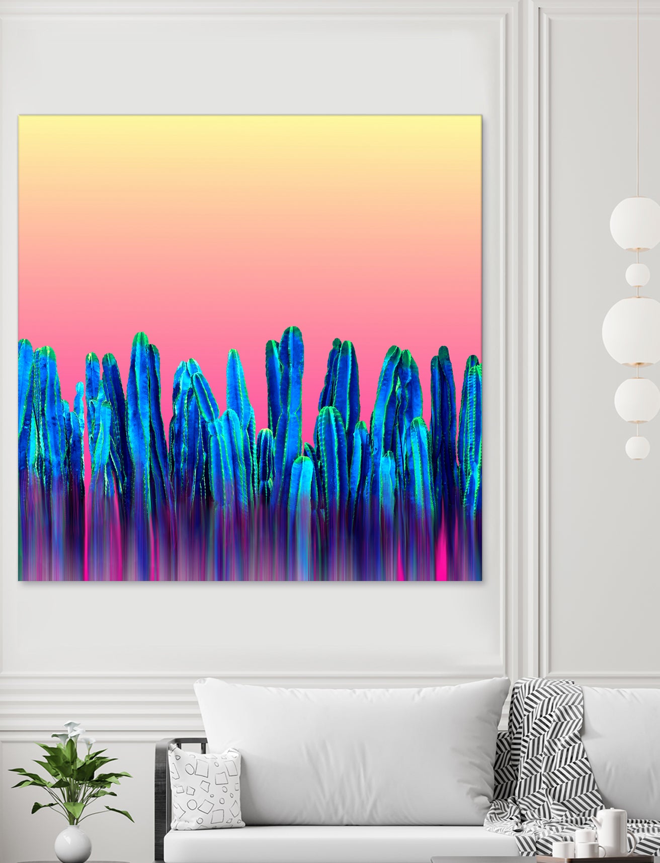 Candy Sunset Blue Cactus Glitch by Brigitte Carre on GIANT ART - blue digital painting