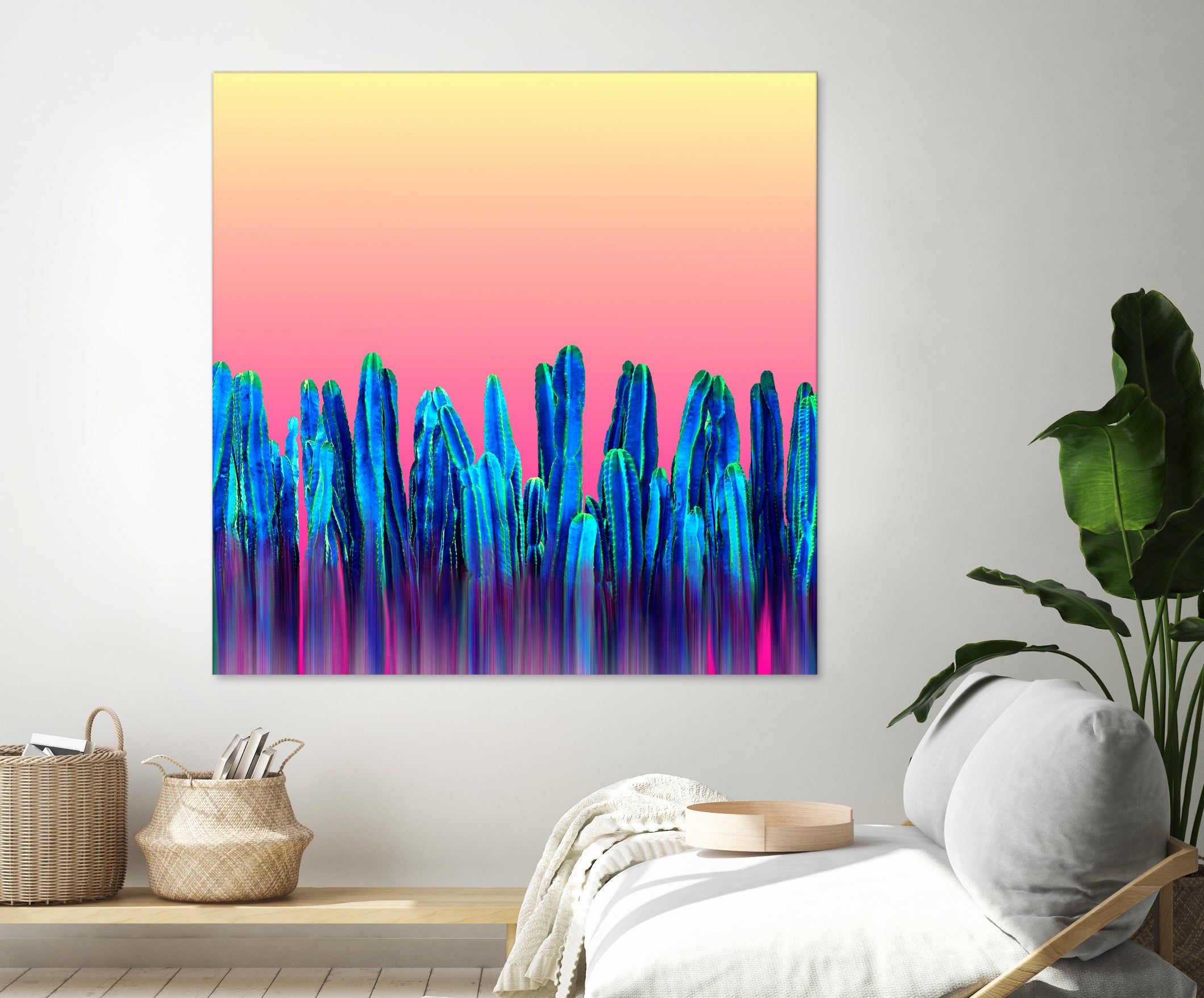 Candy Sunset Blue Cactus Glitch by Brigitte Carre on GIANT ART - blue digital painting