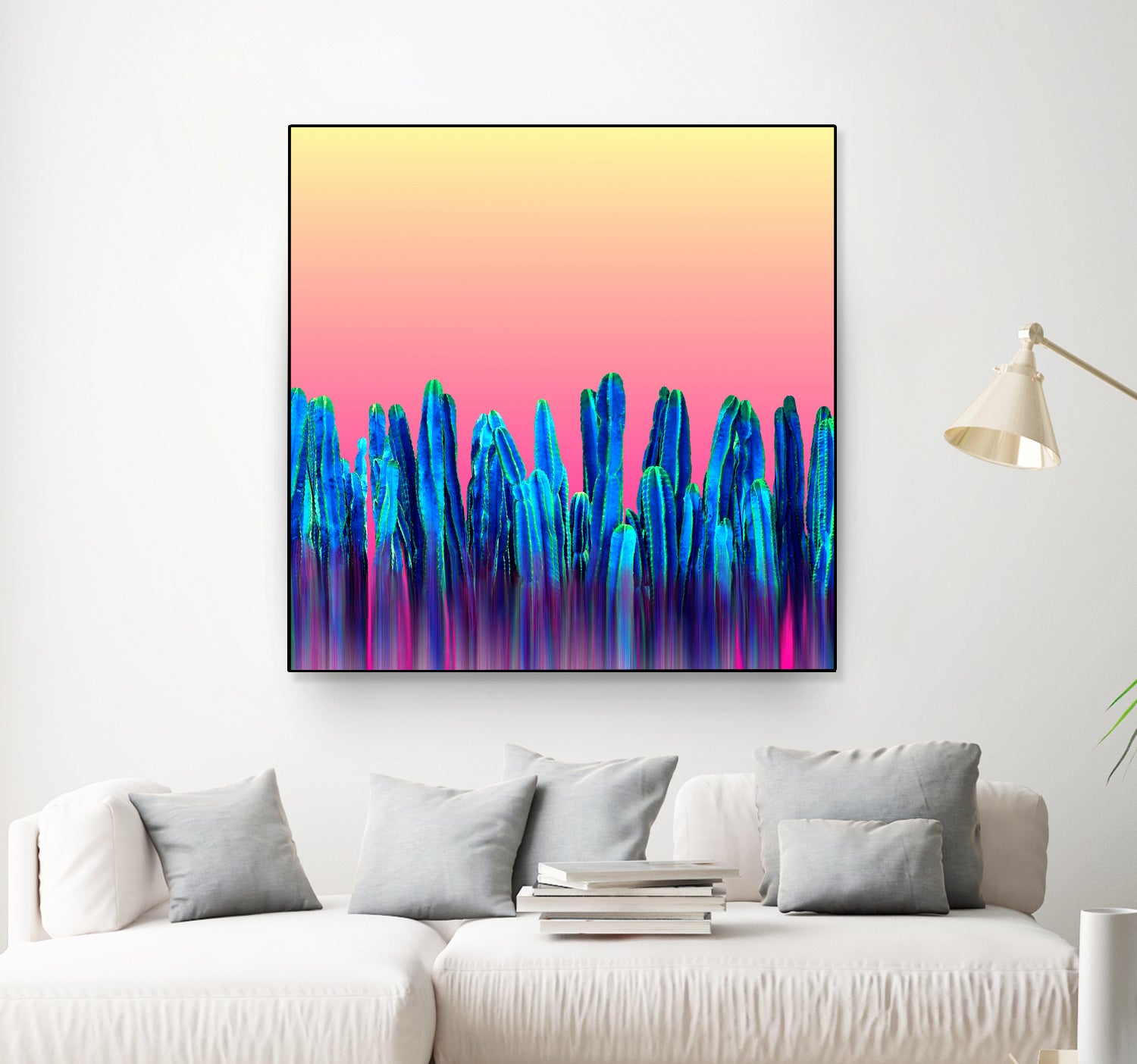 Candy Sunset Blue Cactus Glitch by Brigitte Carre on GIANT ART - blue digital painting