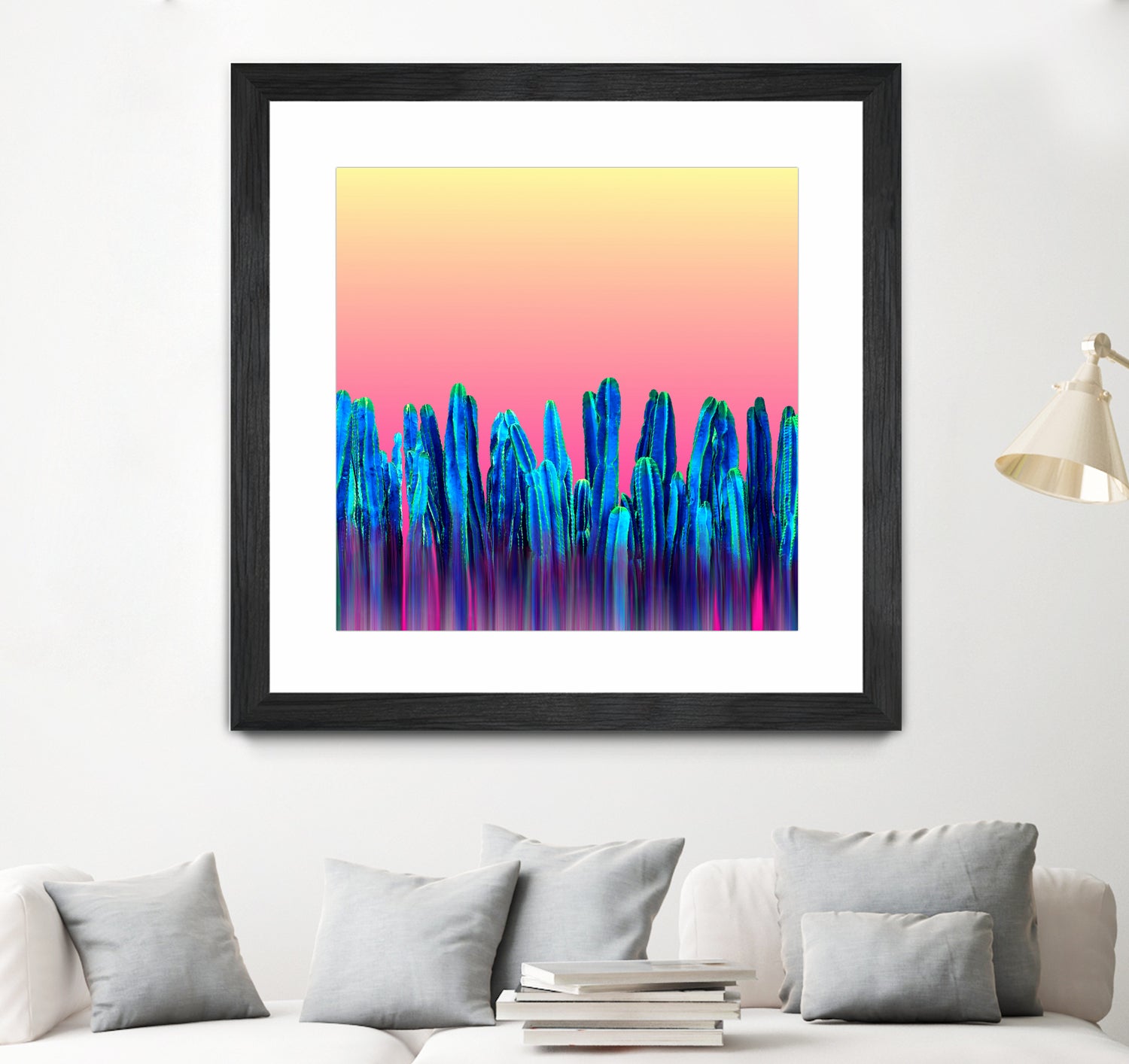 Candy Sunset Blue Cactus Glitch by Brigitte Carre on GIANT ART - blue digital painting