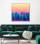 Candy Sunset Blue Cactus Glitch by Brigitte Carre on GIANT ART - blue digital painting