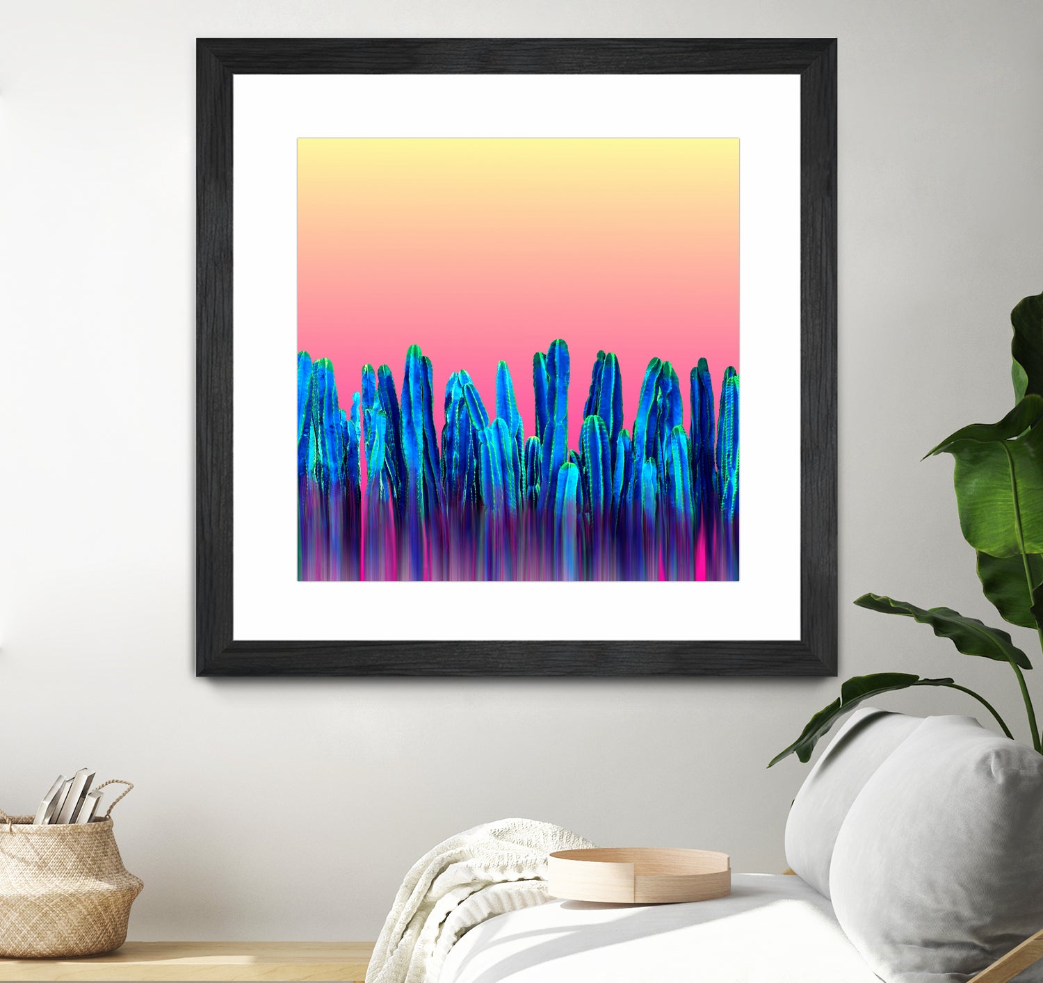 Candy Sunset Blue Cactus Glitch by Brigitte Carre on GIANT ART - blue digital painting