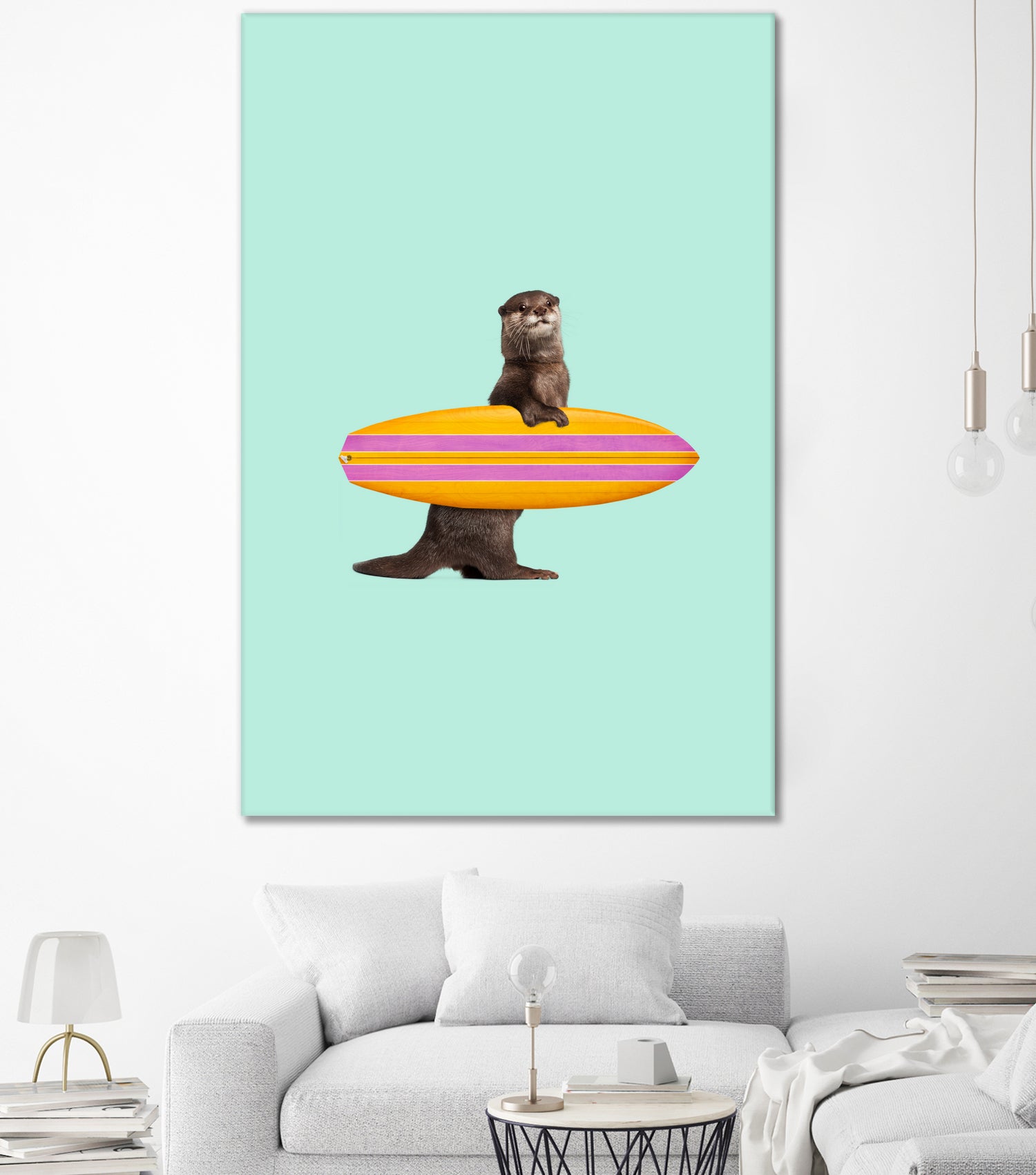 SURFING OTTER by Jonas Loose on GIANT ART - blue character design