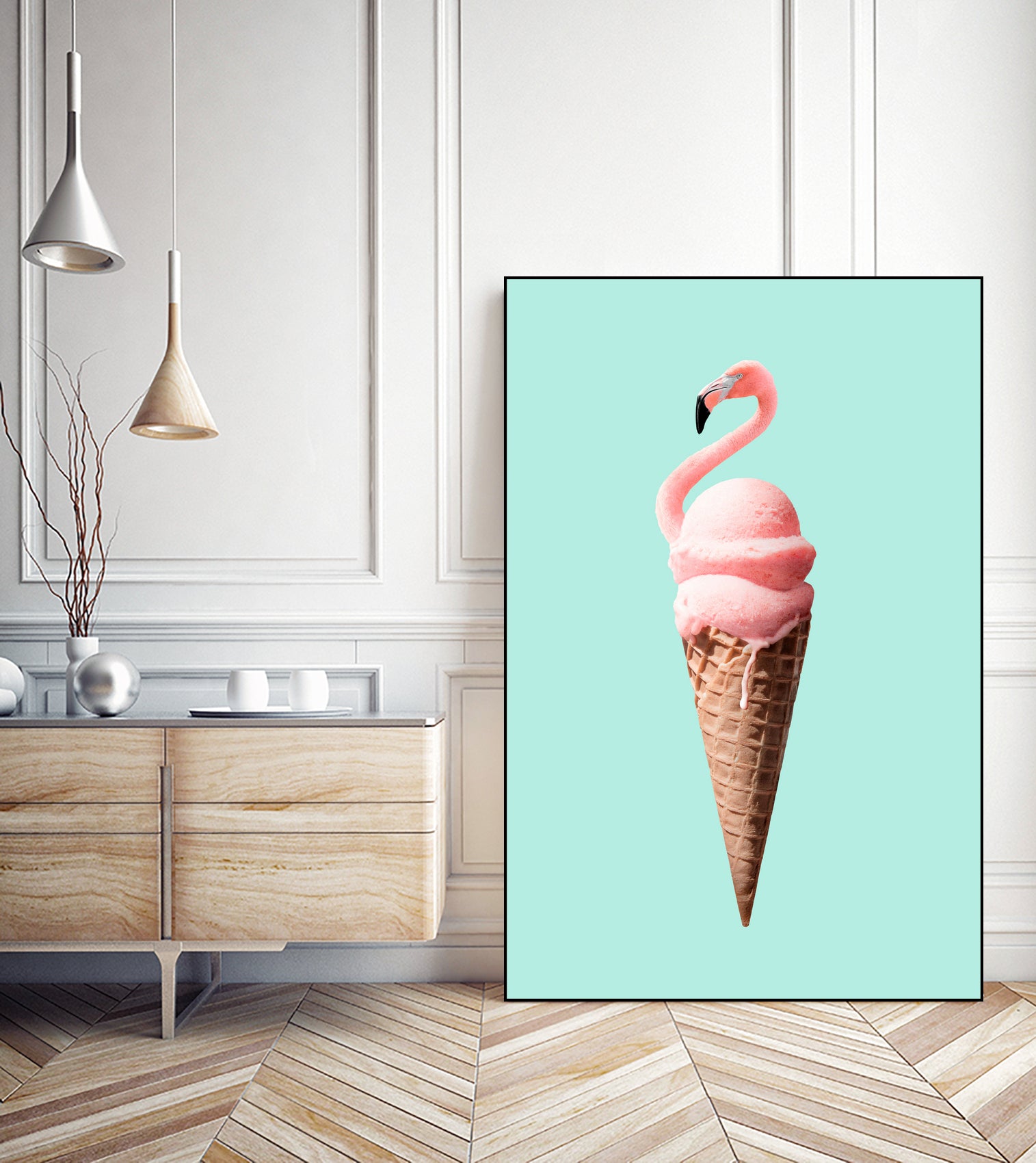 FLAMINGO CONE by Jonas Loose on GIANT ART - pink photo manipulation