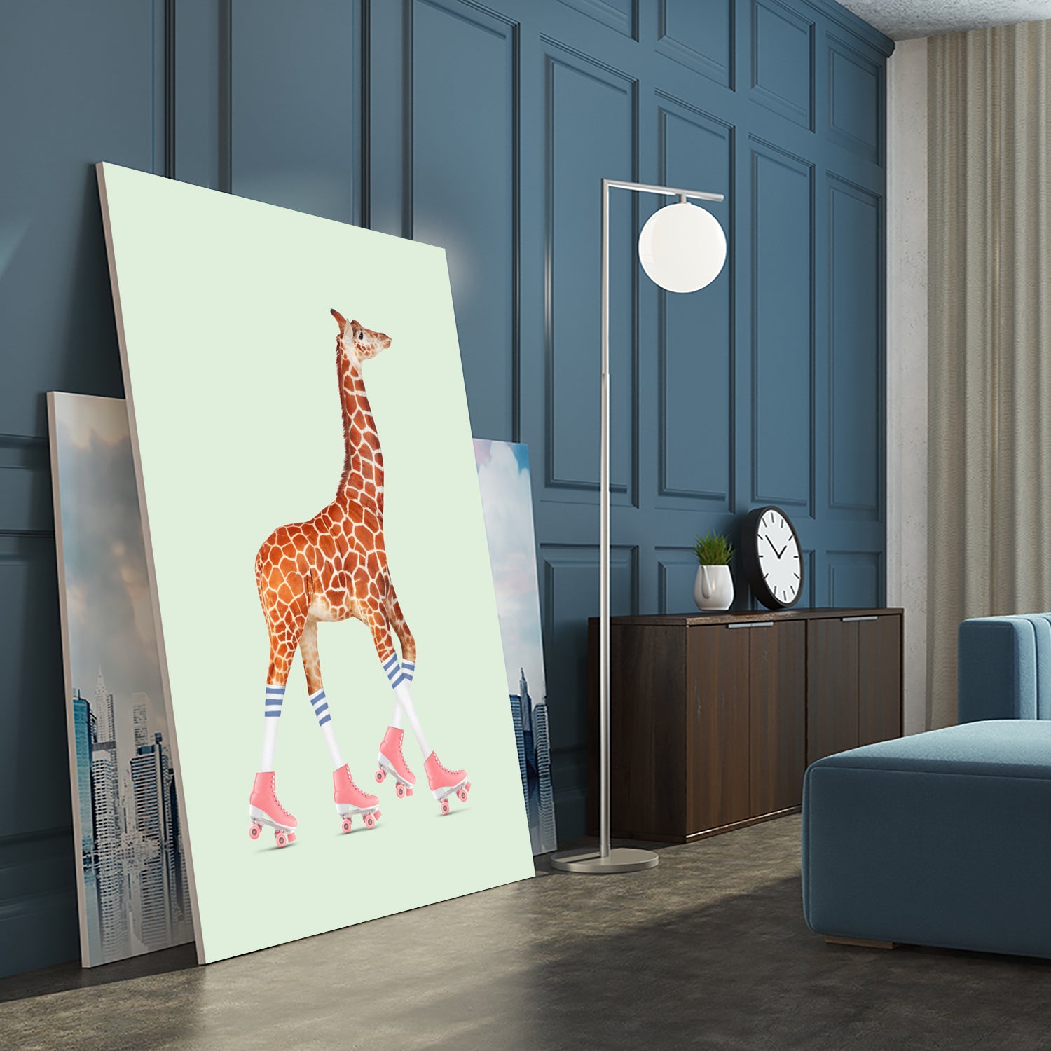 ROLLERSKATING GIRAFFE by Jonas Loose on GIANT ART - green photo manipulation