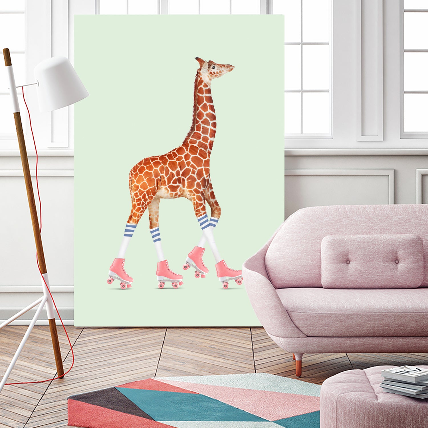 ROLLERSKATING GIRAFFE by Jonas Loose on GIANT ART - green photo manipulation