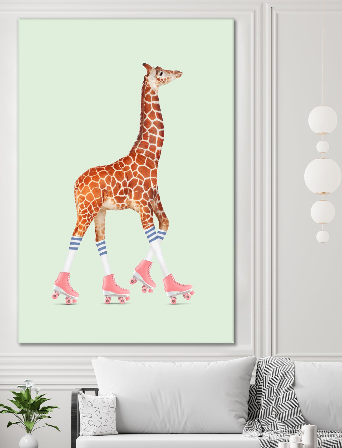 ROLLERSKATING GIRAFFE by Jonas Loose on GIANT ART - green photo manipulation