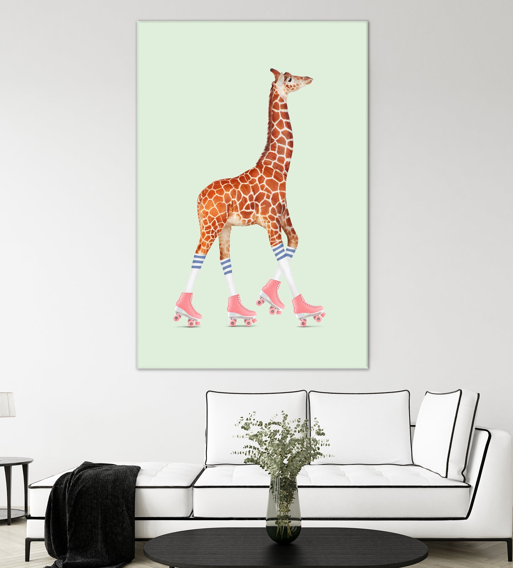 ROLLERSKATING GIRAFFE by Jonas Loose on GIANT ART - green photo manipulation