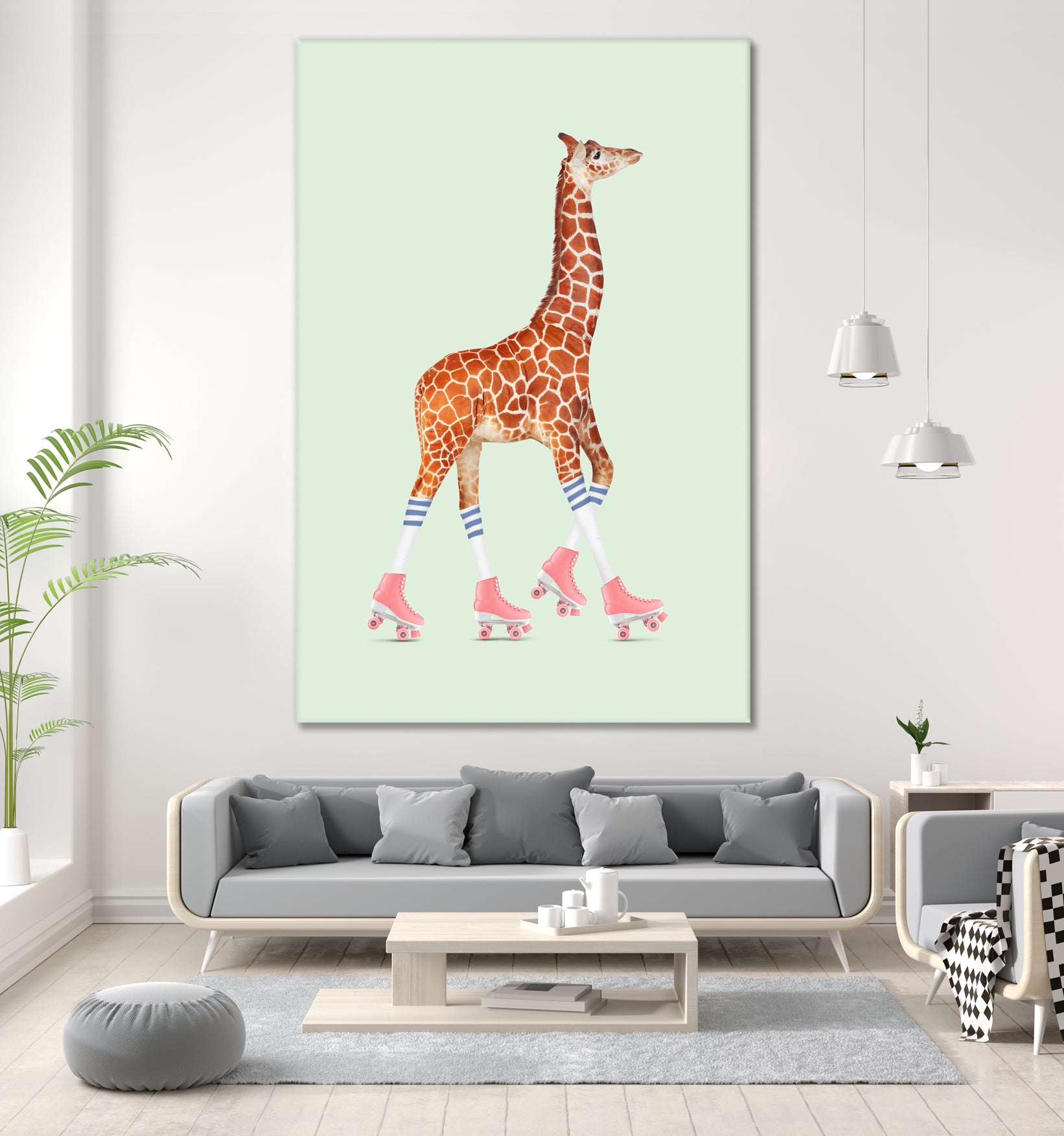 ROLLERSKATING GIRAFFE by Jonas Loose on GIANT ART - green photo manipulation