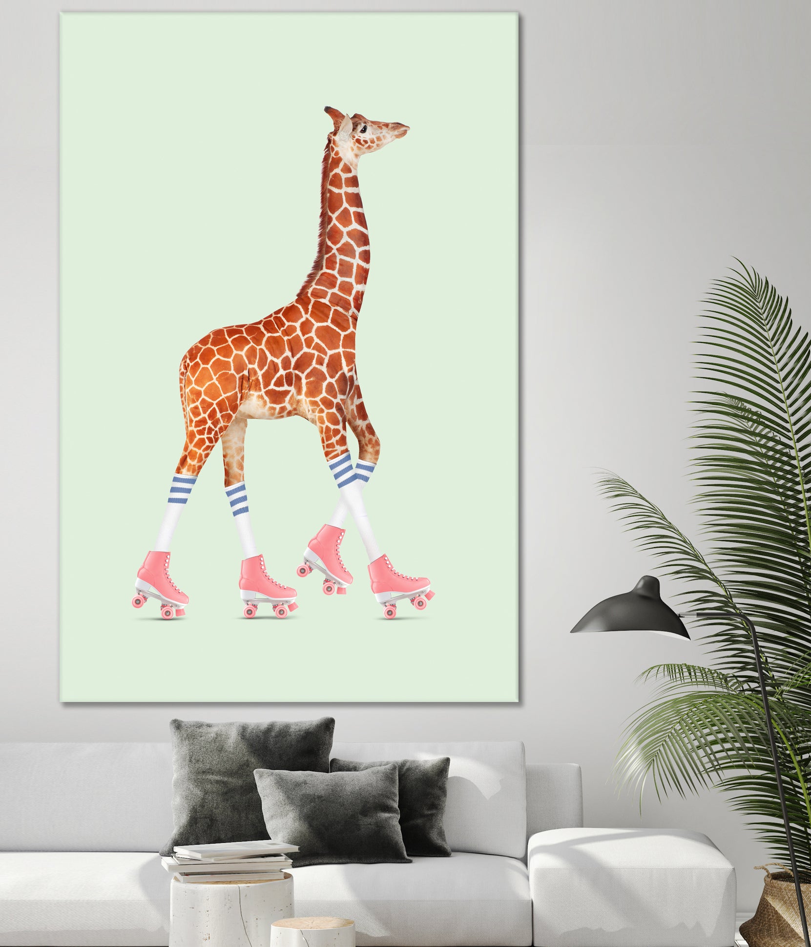 ROLLERSKATING GIRAFFE by Jonas Loose on GIANT ART - green photo manipulation