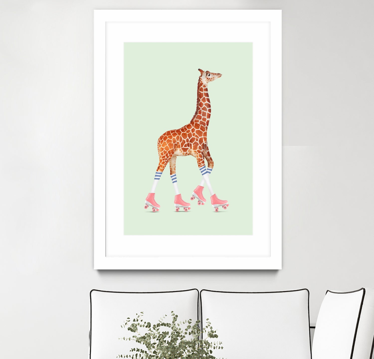 ROLLERSKATING GIRAFFE by Jonas Loose on GIANT ART - green photo manipulation