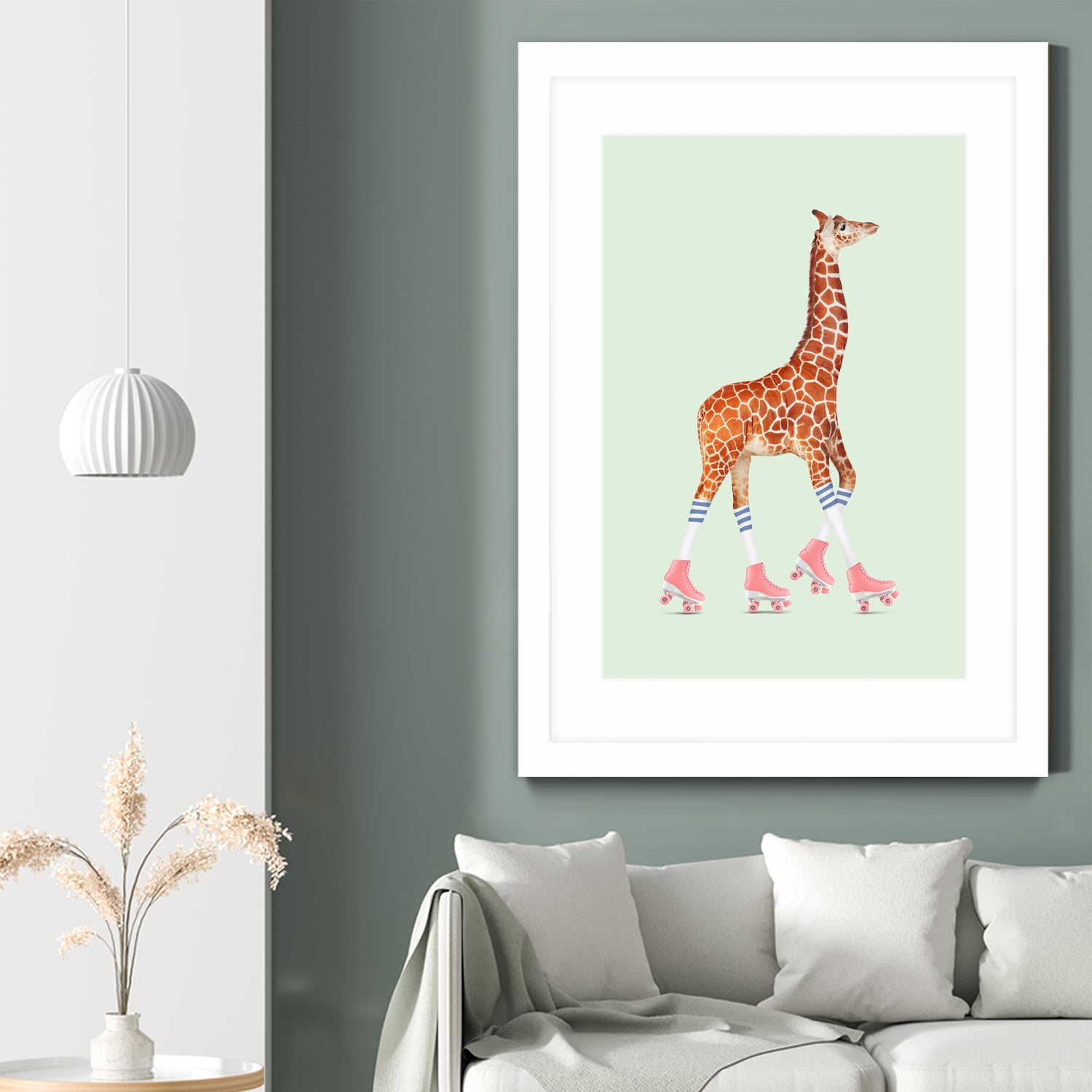 ROLLERSKATING GIRAFFE by Jonas Loose on GIANT ART - green photo manipulation