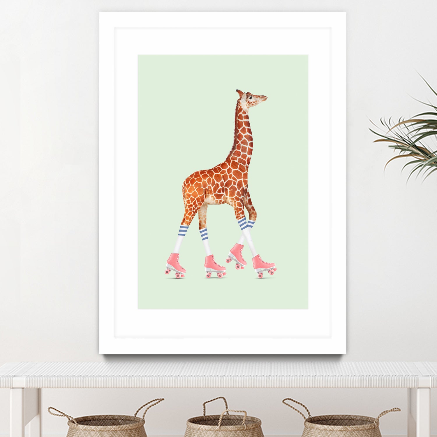 ROLLERSKATING GIRAFFE by Jonas Loose on GIANT ART - green photo manipulation