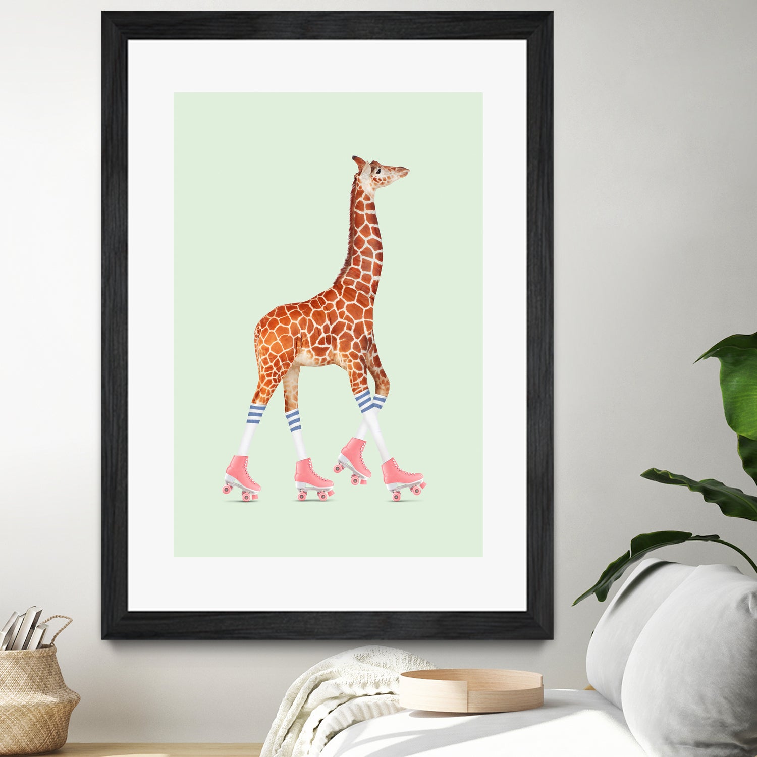 ROLLERSKATING GIRAFFE by Jonas Loose on GIANT ART - green photo manipulation