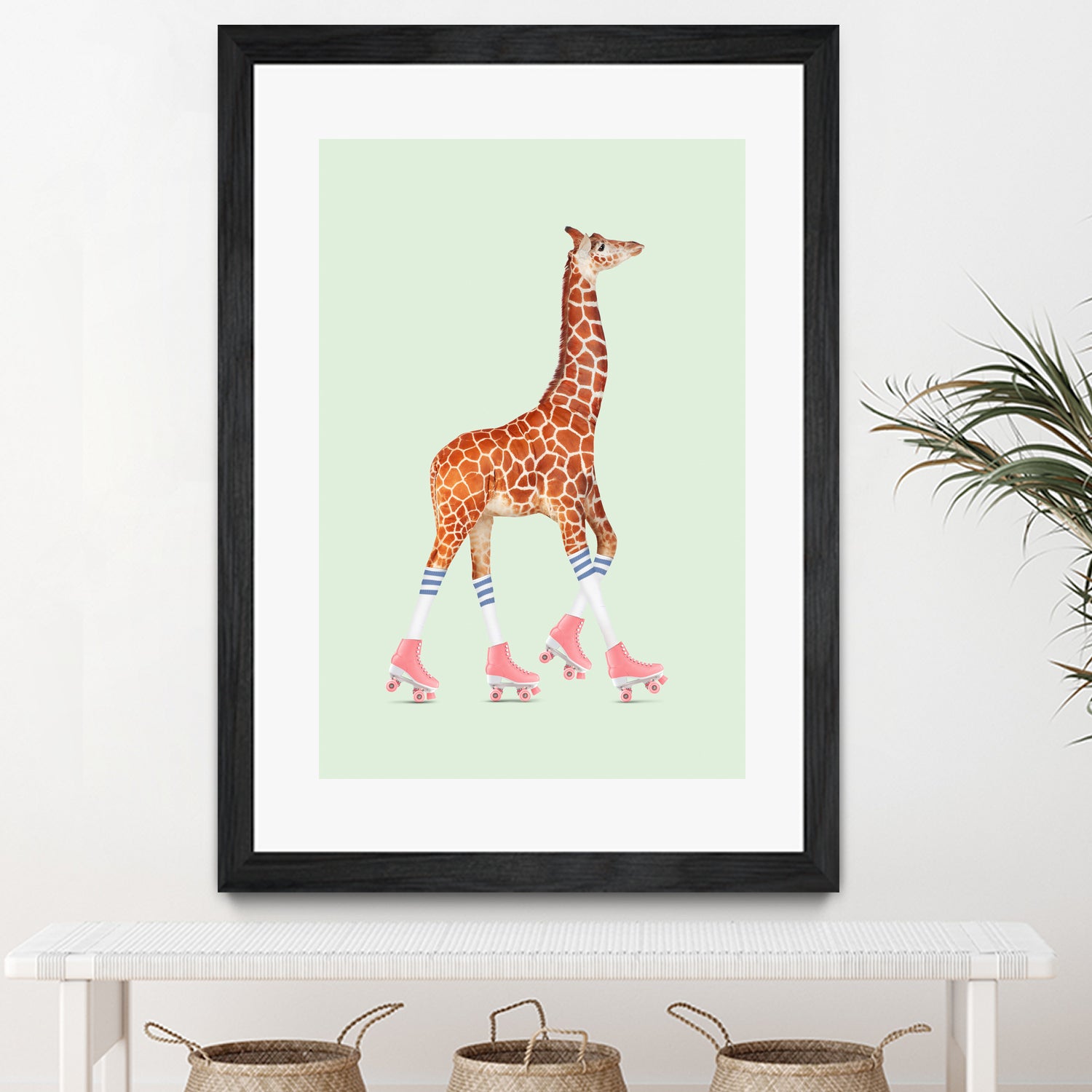 ROLLERSKATING GIRAFFE by Jonas Loose on GIANT ART - green photo manipulation