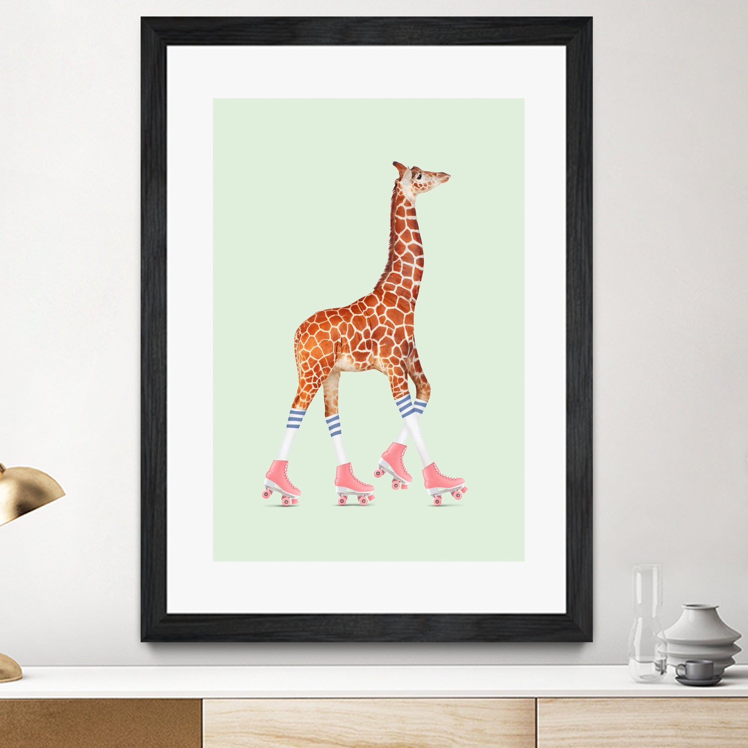 ROLLERSKATING GIRAFFE by Jonas Loose on GIANT ART - green photo manipulation