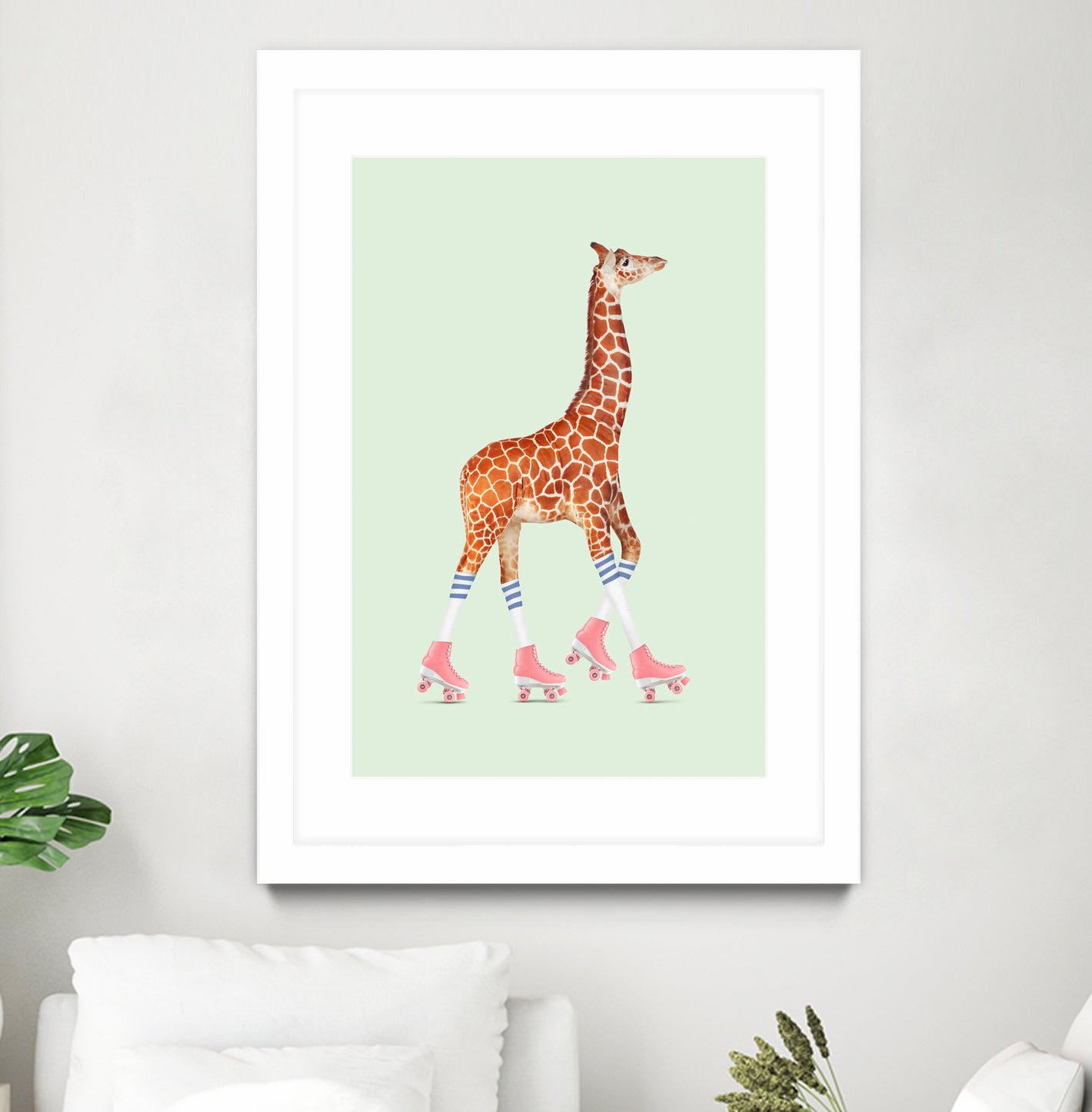 ROLLERSKATING GIRAFFE by Jonas Loose on GIANT ART - green photo manipulation